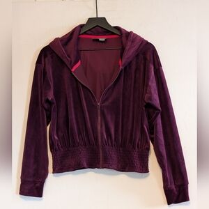 Saturday Sunday Anthropologie Small Velour Zip Hoodie Plum Lounge Boutique Soft